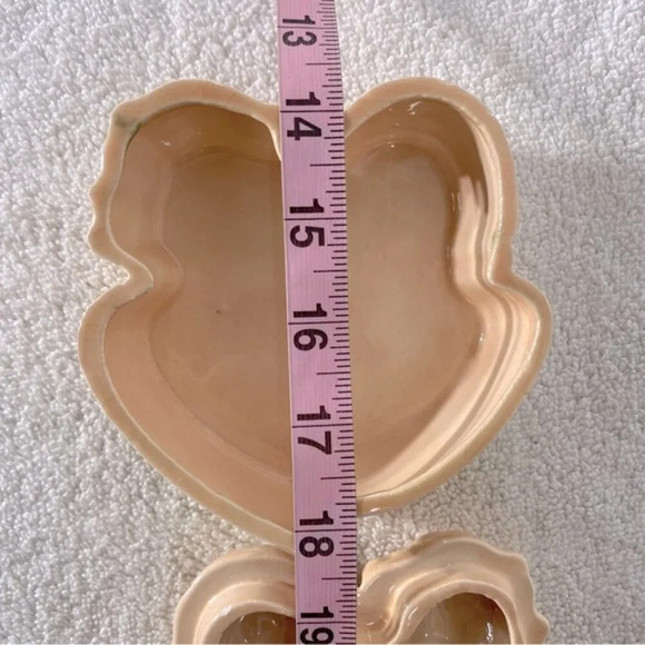 Vintage 1995 Peach Ceramic Cherub Angel Heads W Wings Trinket Dish With Lid - Picture 15 of 16